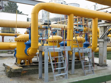 SS_Natural gas station with yellow pipes at power plant