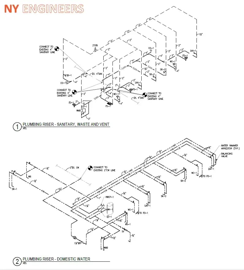 Plumbing Riser Diagram | Plumbing Services - NY Engineers