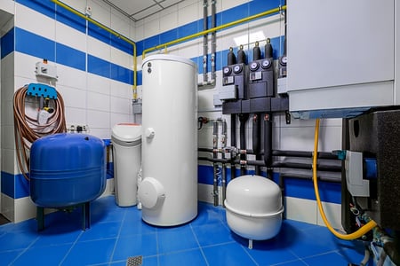 Boiler room with a heating system in a private house