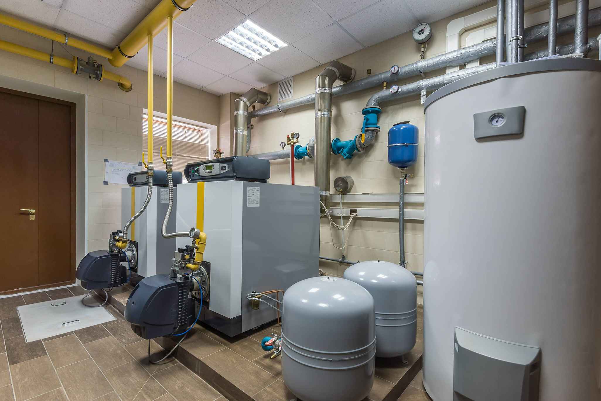 Gas boilers in gas boiler room